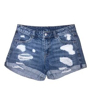 H&M &Denim Distressed Denim Shorts Size 6